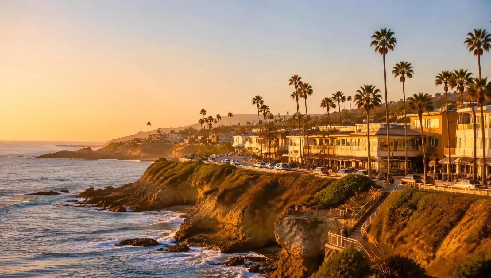 Illustrative image of coastal storefronts in Southern California